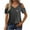 Black, variant on Blouse for Women Short Sleeve V-Neck Off Shoulder Feather Print Casual Top with Ruffle Sleeves in Black