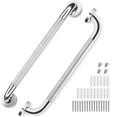 Tesuchan 2 Pack Grab Bars for Shower Wall Mount,  16 inch Knurled Shower Grab Bars for Seniors