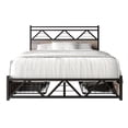 thumbnail image 3 of Castle Place Vintage Full Metal Platform Bed with 4 Storage Drawers, Natural Oak, 3 of 10