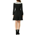thumbnail image 3 of INSPIRE CHIC Women's Retro Ruffle Hem Dresses A-Line Lace Panel Peter Pan Collar Dress XS Black, 3 of 7