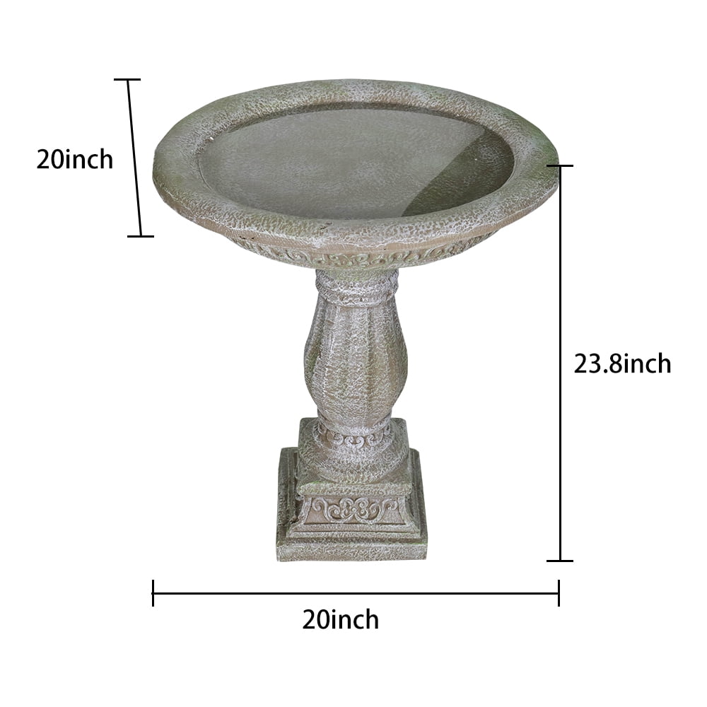 Antique Pedestal Bird Bath, Bird Baths for Outdoors, Concrete Bird Bath Bird Feeder Seed Tray for Garden Yard Decor