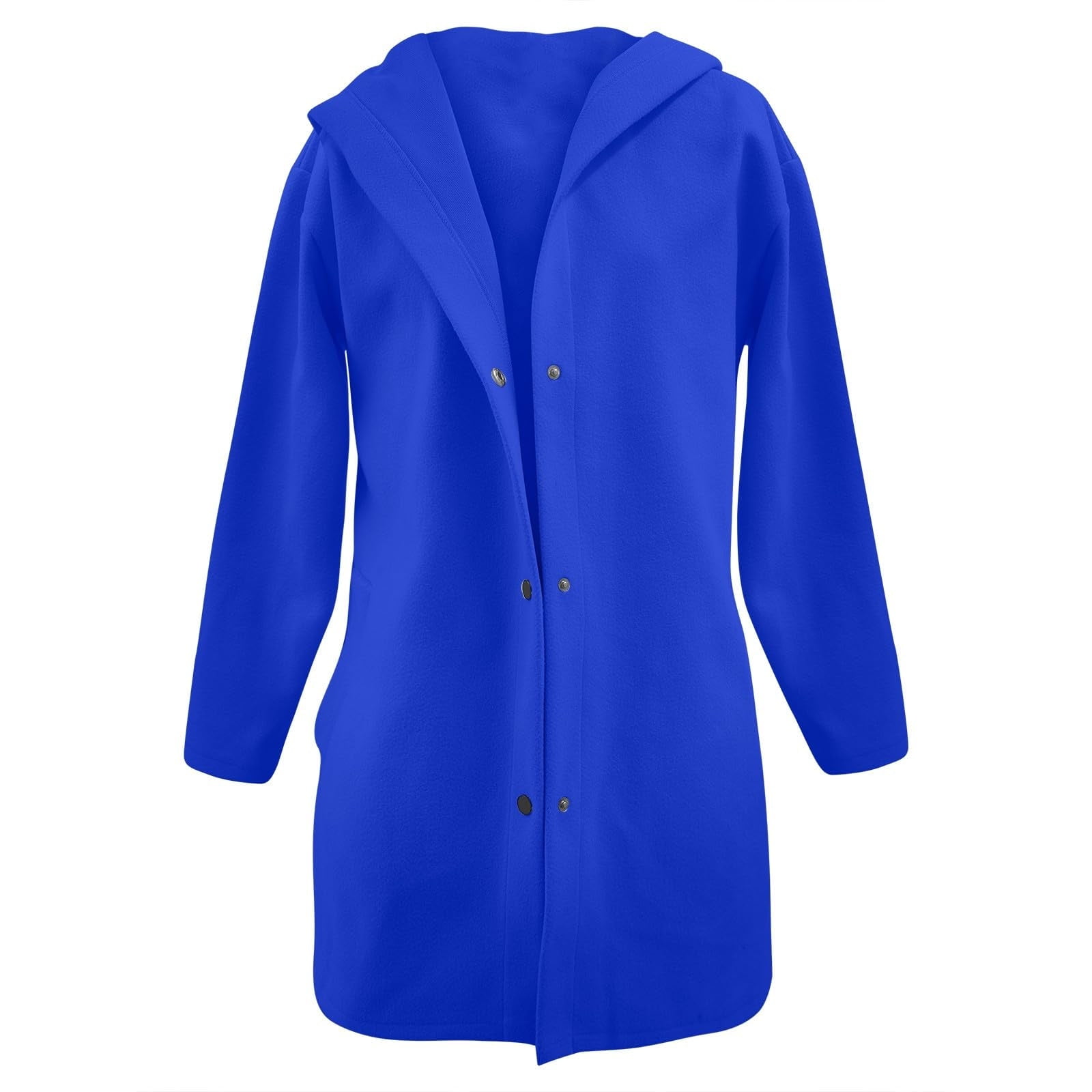 Womens Wool Peacoats with Hooded and Pockets Plus Size S-5X Snap-Button Up Coats Ladies Casual Solid Long Sleeve Comfort Outerwear