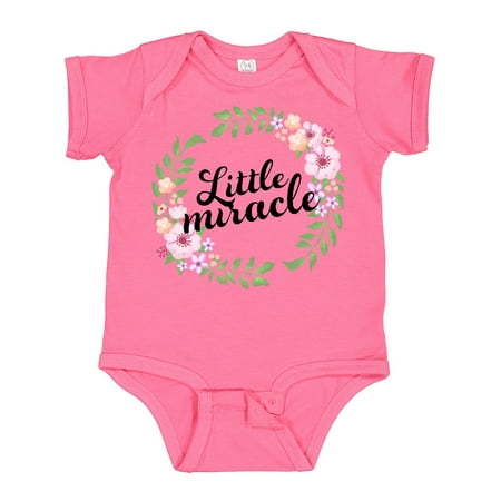 

Inktastic Little Miracle with Textured Floral Circle Gift Baby Boy or Baby Girl Bodysuit
