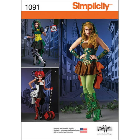 Simplicity Misses' Size 14-22 Super Villainess Costumes Pattern, 1 Each