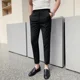 thumbnail image 3 of 9 Pantalones de traje rectos recortados para hombre, pantalones de verano grises para hombre, pantalones formales clásicos 2024, sastrería antiarrugas, baratos, chinos para hombre, 3 of 4