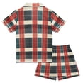 thumbnail image 2 of FORMRS Kids Short Sleeve Top and Pants Pajama Set Unisex Satin 2-Piece Sleepwear, Sizes 13-14Y, Vibrant Red Tartan Pattern, 2 of 8