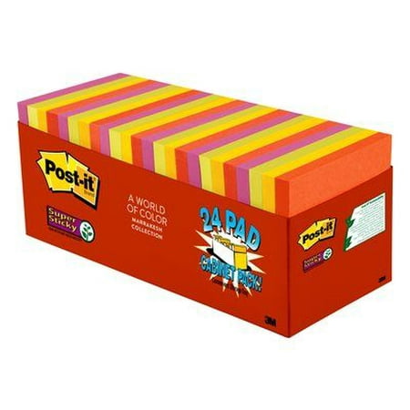 Post-it Super Sticky Notes Cabinet Pack, 3in. x 3in., Marrakesh Color Collection, 24 Pads