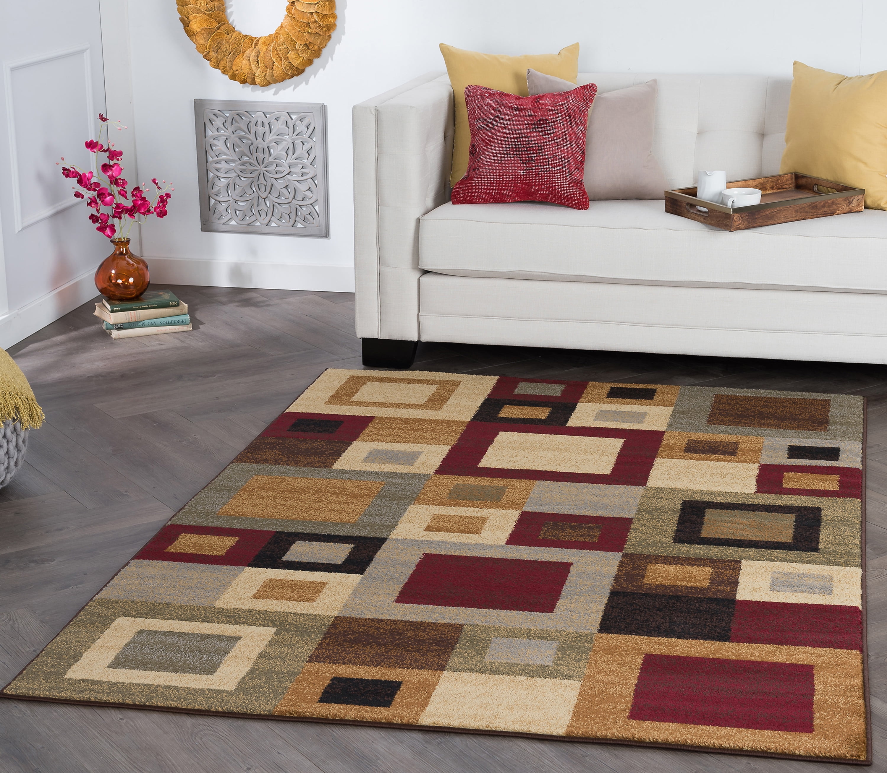Contemporary 5x7 Area Rug (5' x 7') Abstract MultiColor Living Room Easy to Clean