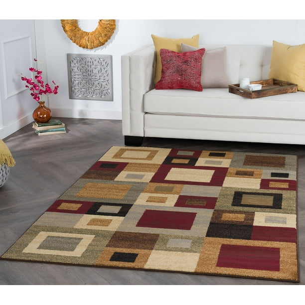 Contemporary 5x7 Area Rug (5' x 7') Abstract MultiColor Living Room