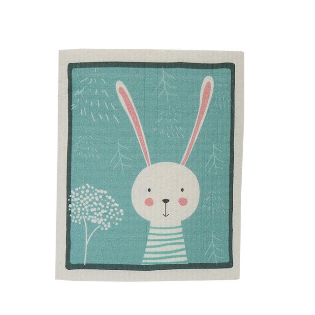 Pack of 10 Dishcloth Tableware Cleaners Fast Dry Dish Towels Household Accessories Cleaning Cloth Scouring Pad Kitchen Supplies Rabbit Pattern