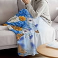 thumbnail image 3 of Blue Ombre Floral Blanket Soft Cozy Warm Throw Blanket for Couch, Plush Fuzzy Flannel Fleece Blankets for Sofa, Spring Flowers Modern Art Bed Blankets Lightweight Gifts for Women, 40"x60", 3 of 9