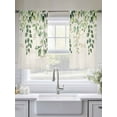thumbnail image 5 of Vintage Sheer Curtains 54 Inch Long 2 Panels, Watercolor Eucalyptus Leaf Country Linen Background Light Filtering Rod Pocket Semi Sheer Curtains, Sheer Voile Drapes for Living Room Bedroom, 52"x54", 5 of 5