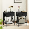 thumbnail image 2 of Modern 3-piece Bedroom Set with Full Size Metal Platform Bed Frame and 2 Black Nightstands, 2 of 8
