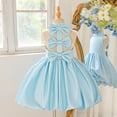 thumbnail image 6 of WEIGFI Toddler Kid Girls Dresses Graduation Puff Tutu Ball Gown Formal Dressy Bowknot Elegant Solid Color Halter Neck Strapless Performance Wedding Dress Sweet Party Sundress,Sky Blue,6-7 Years, 6 of 9