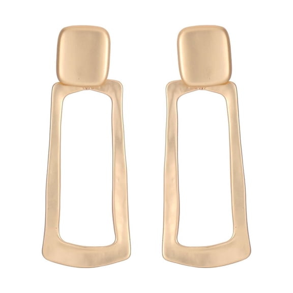 14K Gold Plated Geometric Dangle Drop Statement Earrings Retro Hollow Rectangle Exaggerated Big Dangling Earring for Women