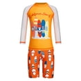 thumbnail image 4 of Doomiva Kids Boys Shark Bro 2 Pcs Athletic Swimsuit Upf 50+ Swim Shirts with Shorts Surfing Rash Guard Sets Orange 5-6, 4 of 5