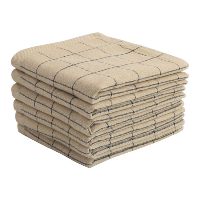 Toallas de Cocina PiccoCasa 100% Algodón 6 Paquete Tartán Café