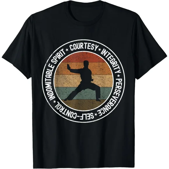 Taekwondo Karate Five Tenets Martial Arts Uniform Artistic Top Tee,for unisex up to 3XL