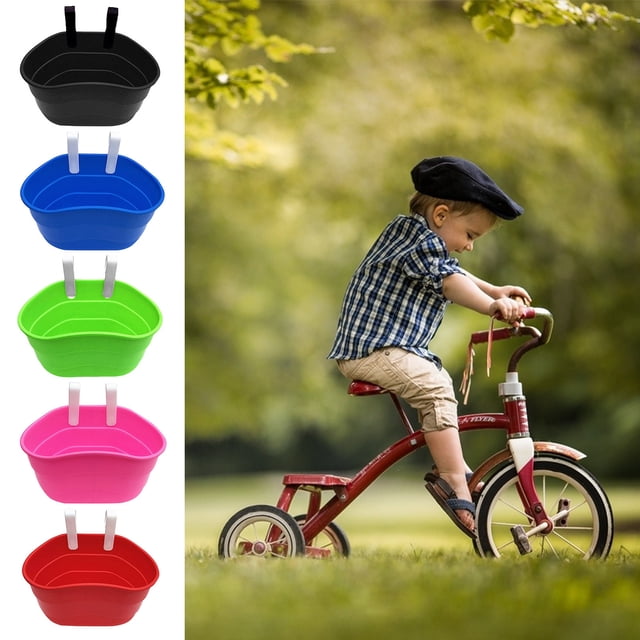 Bicycle Scooter Basket Large Capacity Bright Color Smooth Edge Strong Load-bearing Simple Installation Kids Bicycle Scooter Basket Storage Container Bike Supplies