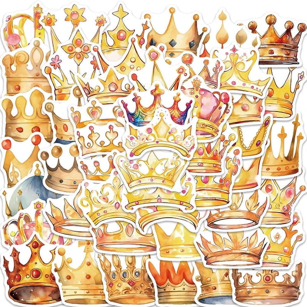 50 Sheets Lovely Scrapbooking Sticker Cartoo Crown Decal Laptop Sticker Decorative Sticker for Notebook Decoration
