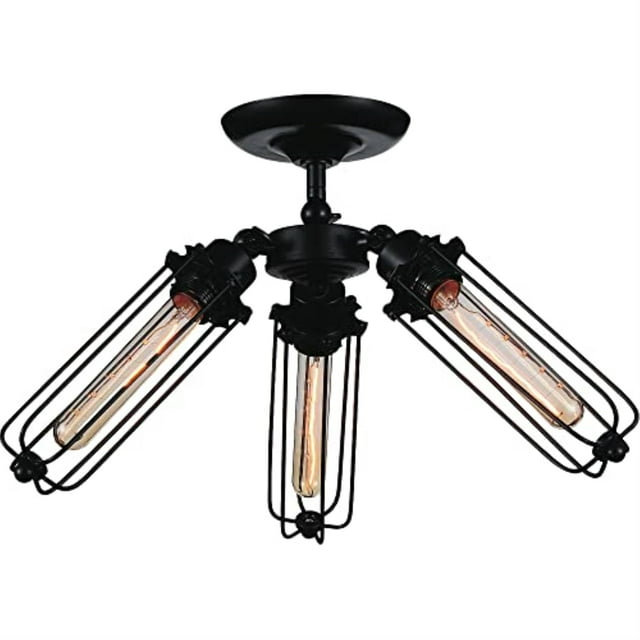 CWI Lighting Benji Plafonnier Encastré à 3 Lumières avec Fini Noir