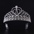 thumbnail image 4 of 21 Tiaras Crowns Birthday Party Rhinestone Crystal Tiara Crown Sweet 21 Birthday Tiara (Silver), 4 of 6