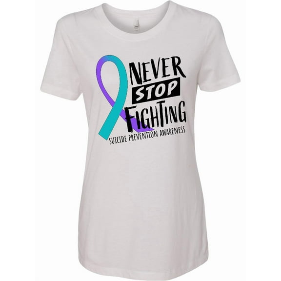 Inktastic Never Stop Fighting Suicide Prevention Awareness Ribbon Women's T-Shirt