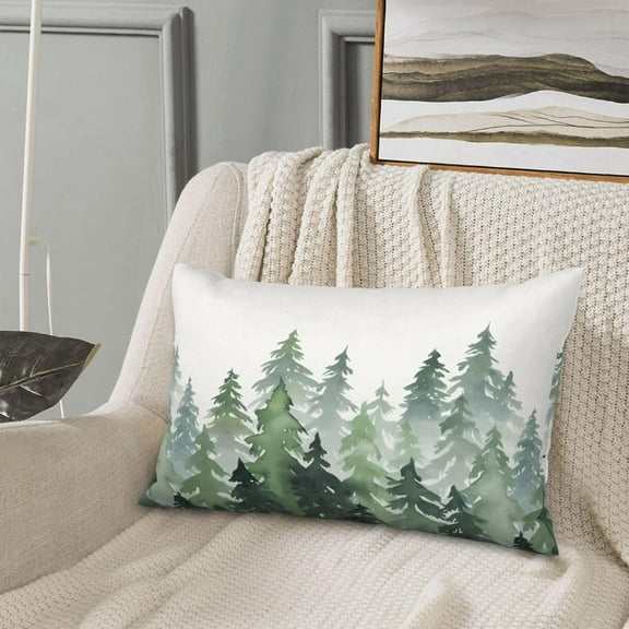Sage Green Pillow Covers 12x20 Inch 2 Pcs Watercolor Christmas Tree Decor Throw Pillows Natural Forest Spring Summer Outdoor Farmhouse Decoration Pillowcase Linen Cushion Cover for Couch Sofa