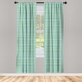 thumbnail image 2 of Ambesonne Buffalo Check Curtains, Stripes Square Lines, Pair of 28"x63", Earth Yellow Pale Teal, 2 of 4