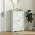 thumbnail image 2 of HOMCOM Slim Shoe Cabinet with 2 Flip Drawers and Adjustable Shelves, White, 2 of 8