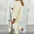 thumbnail image 7 of Women's Two Piece Suit Set Office Business Long Sleeve Jacket Pant Suit Slim Fit Trouser Jacket Suit Womens Lightweight Capris For Summer, 7 of 7