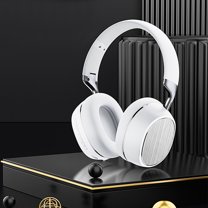 Kids Headphones Bluetooth 5.3 Wireless 60H Play Time Volume Limit 85/110dB Over Ear Foldable Protection Headset/Wired AUX Cord Mic for Children Boy Girl Travel School Phone Pad Tablet - White