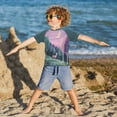 thumbnail image 3 of FORMRS Boys Rash Guard with Short Sleeves UPF 50+ Swim Shirts Sizes 3-12T, Green Night Deer, 3 of 6
