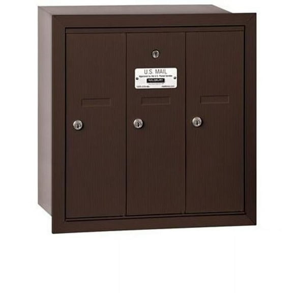 Salsbury Industries 3503ZRU Vertical Mailbox - 3 Doors - Bronze - Recessed Mounted - USPS Access