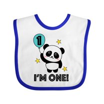 Inktastic Babys First Birthday Panda with Balloon Boys or Girls Baby Bib
