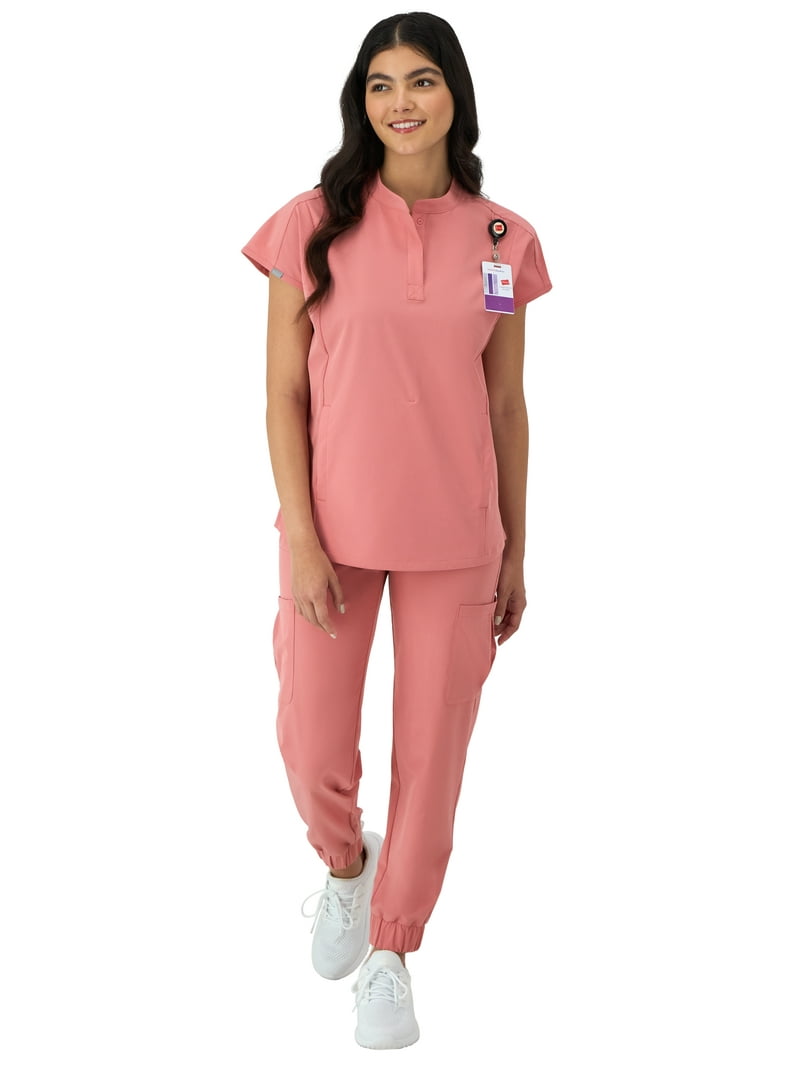 Hanes Women's Comfort Fit Scrub Top with Mandarin Collar, Sizes up