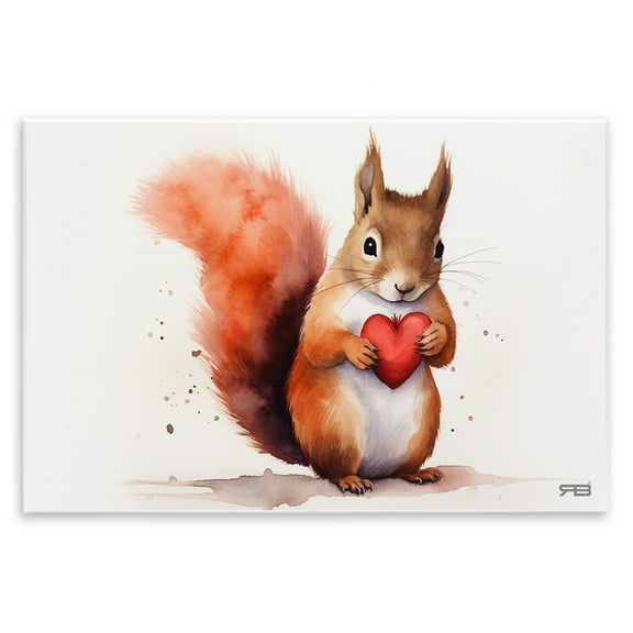 Stupell Industries Squirrel Holding Heart Animals & Insects Painting Unframed Art Print Wall Art, 15 x 10