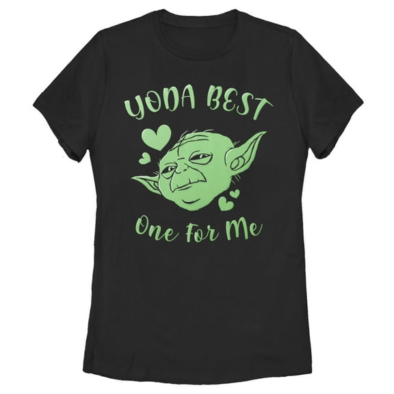 Women's Star Wars Valentine's Day Yoda Best One for Me  Graphic Tee Black Small