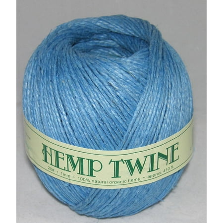 100% Hemp - 1mm 20# Hemp Twine Cording 100% Natural Organic - 20# 1mm approx. 410ft -COLOR LIGHT BLUE, Hemp Twine COLOR: LIGHT BLUE By ROCKYMART
