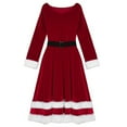 thumbnail image 6 of Adeawade Christmas Dresses For Women 2025 Ladies Dress Fancy Santa Velvet Outfit Dress Xmas Dress Long Sleeve Winter Round Neck Cartoon Prints Dresses Temperament Clothes Red L, 6 of 6