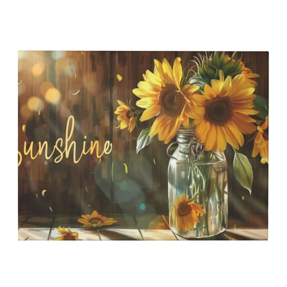 12x16 inch Garden Decor 'Sunshine' Slogan Sunflower Vase Canvas Pictures,Farmhouse Home Living Room,Bathroom,Bedroom Wall Art Prints Decor Painting Canvas,Gift For Sunflower Lovers,Yard Decor