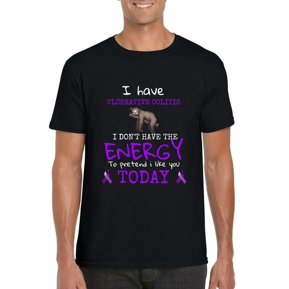 Ulcerative Colitis Awareness Purple Ribbon IBD Crohn's T-Shirt, for men & women, up to size 5XL