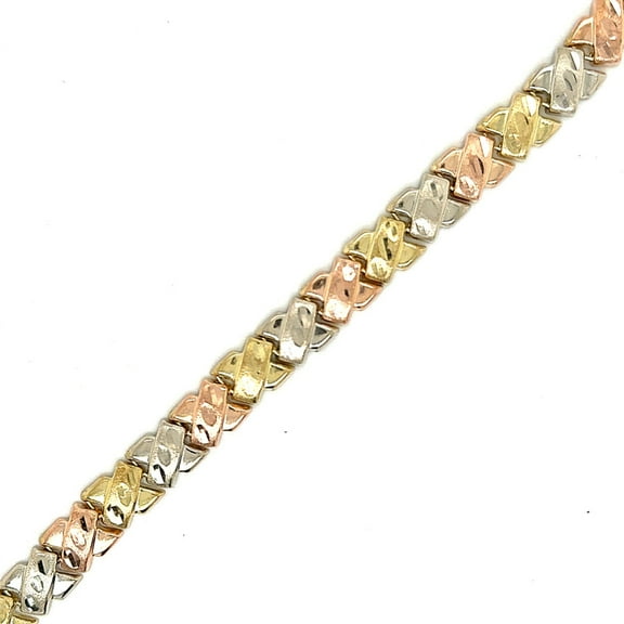 10k Tri Color Womens X Design Bracelet