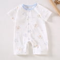 thumbnail image 2 of Summer Savings! THDHVS Newborn Casual Outfits,Summer Onesies Jumpsuit for Newborn ,Kid Summer Thin Newborn Print Round Neck Short Sleeve Short SuitRompers Blue 3-6 Months, 2 of 3