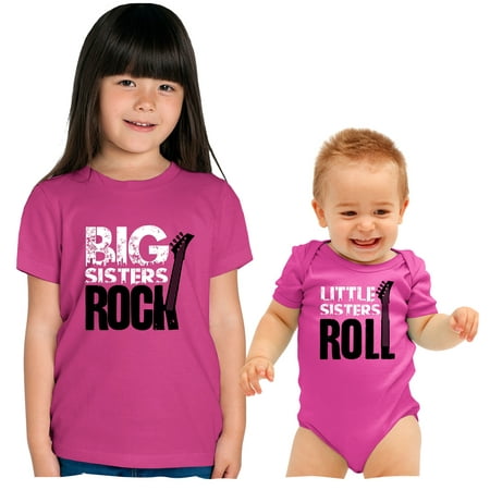 

Sibling Tshirts for Baby with Big Sisters Rock Includes Medium (10-12) & 0-3 mo