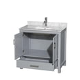 thumbnail image 2 of Wyndham Collection Sheffield 36" Marble Single Bathroom Vanity in Chrome/Gray, 2 of 3