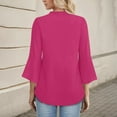 thumbnail image 6 of Zhensanguo Womens Ruffle 3/4 Sleeve Tops Casual Trendy V Neck Tunic Tops Fashion Dressy Shirts Casual Blouses Hot Pink XL, 6 of 6