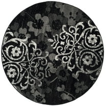 SAFAVIEH Adirondack Hortense Abstract Area Rug, Black/Silver, 4' x 4' Round