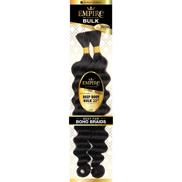 Sensationnel Empire trenzado a granel – trenzas de cabello humano de cuerpo profundo para caja boho sin nudos o estilos de onda suelta rizada – 1 paquete (22 pulgadas ROJO)