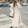 thumbnail image 2 of Stichou Women's Fall Winter Long Wool Pea Coat,Double Sided Blended Classy Breasted Trench Coats Jacket,Length Winter Dress Overcoat Beige S, 2 of 6